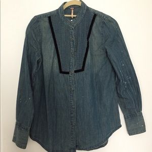 Free People denim blouse